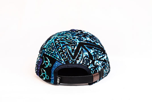 Hawaii Petroglyphs Blue & Black 6 Panel